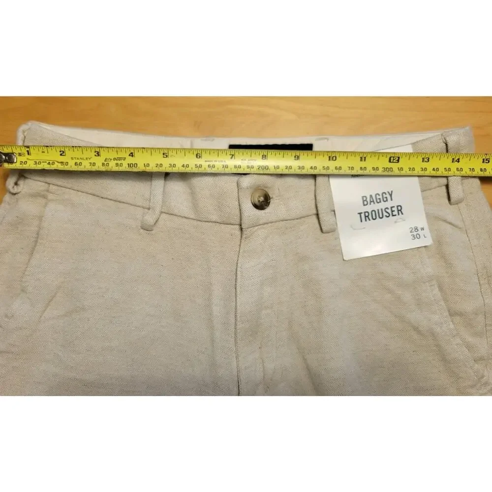 NEW Abercrombie & Fitch | Baggy Beige Linen Blend Pants Mens Size (28x30)